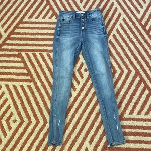 KANCAN 3/25 seriously distressed button fly cropped jeans